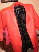 Pre-owned Red Leather long coat w/heavy quilt lining - $29.00