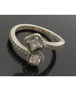 PANDORA 925 Silver - Vintage Cubic Zirconia Bypass Ring Sz 7.5 - RG15864 - €41,45 EUR
