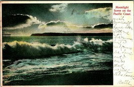 Moonlight Scene On Pacific Coast Waves Mist Spray1906 DB Postcard D13 - £2.28 GBP