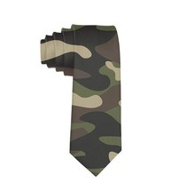 Men&#39;s Fashion tie Green Brown Camo Necktie One Size Neck Tie - £11.64 GBP