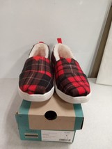 Toms Womens Alpargata Slip On Flats Shoes Size 5 Red Tarten Felt/faux Fu... - $16.49
