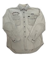 Woolrich STIHL Work Shirt Large Beige Lumberjack Shack Distressed Outdoor - $40.53 CAD