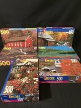 Lot Of 6 New Puzzles Rose Art Encore Scenic Scape Series 500 Pieces - £30.42 GBP