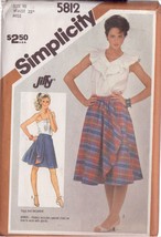 Simplicity Vintage Pattern 5812 Sz 10 Misses&#39; Front Wrapped Reversible Skirt Uc - £2.40 GBP