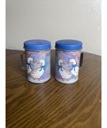 Swan Duck Tin Shakers Salt Pepper Blue Kitchen Decor Birds Country Kitsch - $4.99