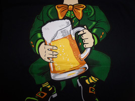 St. Paddy&#39;s Day Leprechaun Irish Pint Beer Black Graphic Print T Shirt - XL - £13.80 GBP