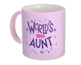 Worlds Best AUNT : Gift Mug Great Floral Birthday Family Auntie - £15.72 GBP