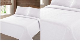   WHITE NENA SOLID CLOSOUT QUILT BEDDING BEDSPREAD COVERLET PILLOW CASES... - $1,099.57 MXN