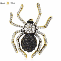 Black Spider Rhinestone Colour Shining Insects Brooch Pin Jewellery Gift - £8.91 GBP