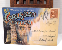 Vintage Postcard 1947 PM Booklet CARLSBAD CAVERNS Curteich Photography Colorized - £11.19 GBP