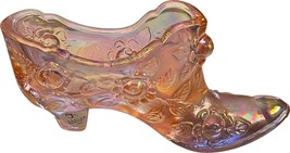 Fenton Art Glass Iridescent Pink Cabbage Rose Slipper Shoe &quot;Nancy Fenton 2004&quot; - £28.14 GBP