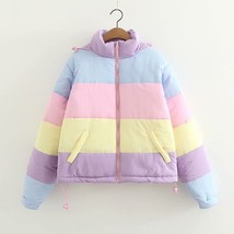 Flectit Pastel Puffer Jacket Thick Warm Padded Parka Coat Women Winter Harajuku  - £57.91 GBP