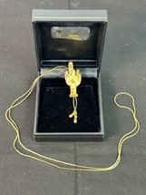 NEW Vintage Gold Tone Rhinestone Cactus Bolo Slide Necklace Western - NEW IN BOX - £19.78 GBP