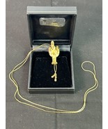 NEW Vintage Gold Tone Rhinestone Cactus Bolo Slide Necklace Western - NE... - £19.84 GBP