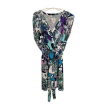 VTG Suzi Chin for Maggy Boutique Abstract Faux-Wrap Dress Size 12 USA Made - $31.50