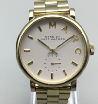 Marc by Marc Jacobs Baker Watch Women Gold Tone 36mm New Battery 6.5&quot; - £28.17 GBP