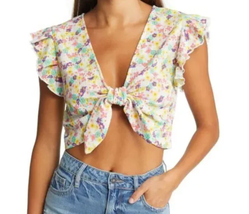 VERO MODA Tie-Front Knot Crop Top, Floral Print | Sz Small, New!   N1 - £18.63 GBP