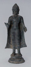 Ancien Thai Style Dvaravati Bronze Debout Prédication Bouddha Statue - 33cm/13 &quot; - £392.13 GBP