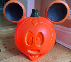 Mickey Mouse Light-Up Pumpkin Jack-O-Lantern Blow Mold Halloween Lamp - £29.23 GBP