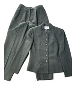 Kasper ASL Two Piece Pants Suit 100% Wool Set Size 10P Petite Lined Faux... - $43.90 CAD