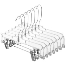 12 Pack 14 Inch Clear Plastic Skirt Hangers With Adjustable Clips, Pants Hangers - £23.76 GBP