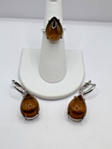 Color Change Created Zoisite Pear Cabochon Ring and Earring Set - Sterli... - $95.00
