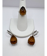 Color Change Created Zoisite Pear Cabochon Ring and Earring Set - Sterli... - $95.00