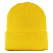 Gold Unisex Beanie Hat Plain Warm Knit Cuff Skull Ski Cap - £7.91 GBP