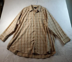 Panhandle Slim Shirt Men Size 10 Tan Plaid Pocket Long Sleeve Collar Button Down - £15.02 GBP