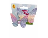 Girls Happy Easter 2 Ct Glitter Vinyl Colorful Butterfly Bows - £12.56 GBP