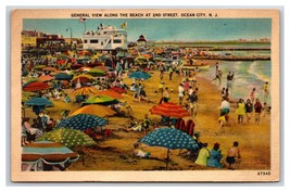 Beach Scene at 2nd Street Ocean City New Jersey NJ Linen Postcard R15 - £4.30 GBP
