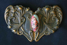 Elegant Antique Victorian Art Nouveau Art Glass Brooch 19th century 2 3/4&quot; - £48.18 GBP