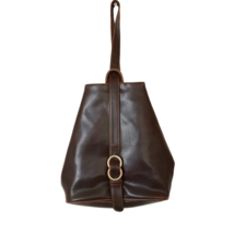 Liz Claiborne VTG Bucket Sling Purse Shoulder Handbag Brown Polyvinyl - £18.69 GBP