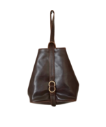 Liz Claiborne VTG Bucket Sling Purse Shoulder Handbag Brown Polyvinyl - £18.55 GBP