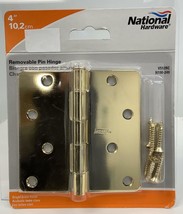 National Hardware N190-249 V512RC Door Removable Pin Hinge, 4"- Bright Brass - £5.71 GBP
