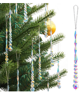 12Pcs Crystal Icicle Christmas Tree Ornaments, Glass Beads Hanging Chand... - $21.01
