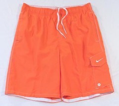 Nike Orange Swim Trunks Boardshorts Brief Lined Swim Trunks Men&#39;s NWT - $33.74