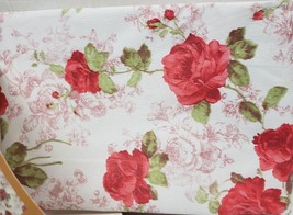 Vinyl Flannel Back Kitchen Tablecloth, 52&quot;x108&quot; Oblong,PINK ROSES FLOWERS,Broder - £12.65 GBP