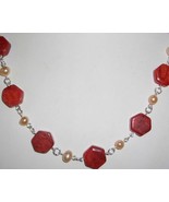 Genuine Natural Sponge Coral and FW Pearls Necklace - €38,67 EUR