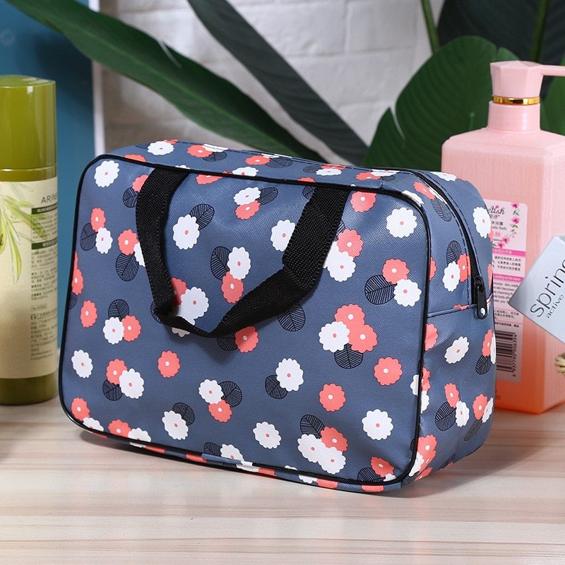 Primary image for Fashion Flower Print Women Tote Large Cosmetic Bag New Girl Outside Travel Toile
