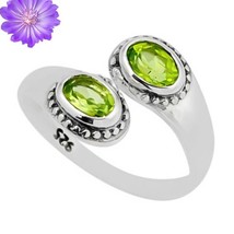 Handmade Peridot Gemstone 925 Silver Cluster Ring Gift Jewelry For Girls - £5.84 GBP