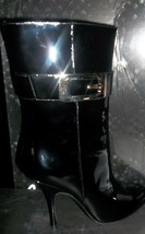 Gucci Patent Leather VERNICE DIAMOND Silver Buckle Black Boots 7.5B New - $386.10