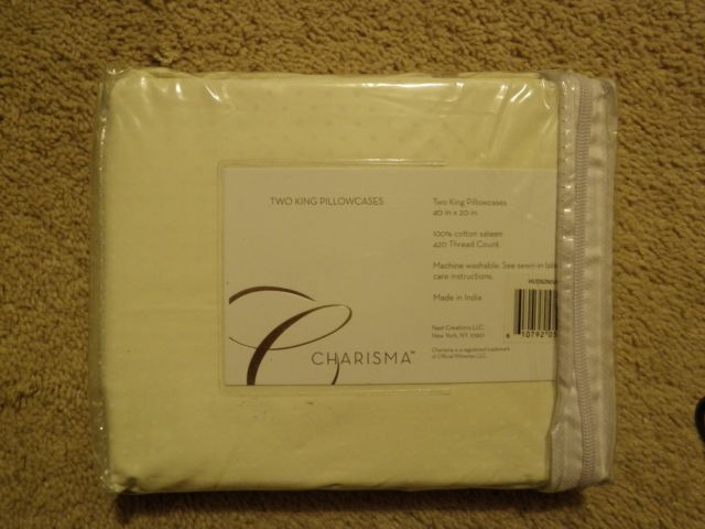 Two Premium Charisma Hudson Ivory King Pillow Shams Pillowcases - $40.99