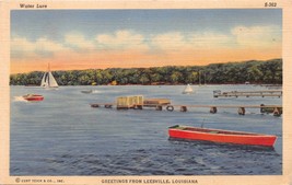 LEESVILLE LOUISIANA~WATER LURE~BOATING~SAILING GREETINGS POSTCARD 1940s - $7.91