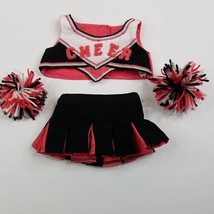 Cheerleader Uniform Teddy Bear Doll Top Pleated Skirt Yarn Pom Poms Nanco - £7.73 GBP