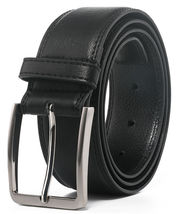 Black Men&#39;s Leather Dress Belt with Single Prong Buckle Belts Size 46-48 - £12.70 GBP