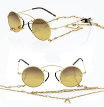 GUCCI ARIA Pinke-nez 0991 Gold Chain 003 Sunglasses GG0991S Unisex Authe... - £537.49 GBP