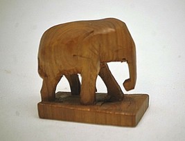 Old Vintage Teak Wood Wild Elephant Hand Carved Art Wooden Safari Shelf ... - £13.29 GBP