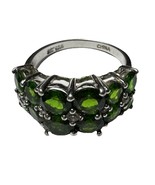 HT Sterling Silver Emerald Cluster &amp; White Topaz Sz 7.5 Ring - $831.08 MXN
