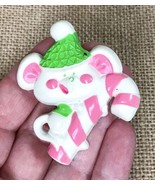 Vintage Avon Kitsch Plastic Lickety Stick Mouse Holding Candy Cane Pin Brooch - $3.96